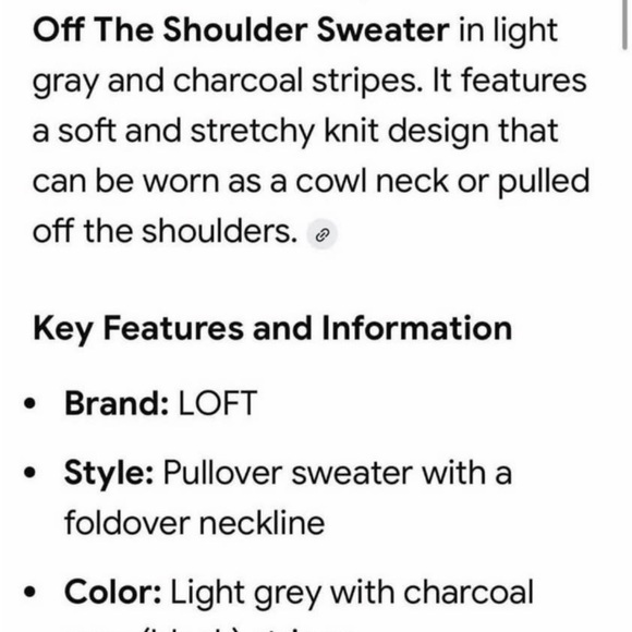 LOFT Off-Shoulder Sweater in Gray and Black - Picture 4 of 4
